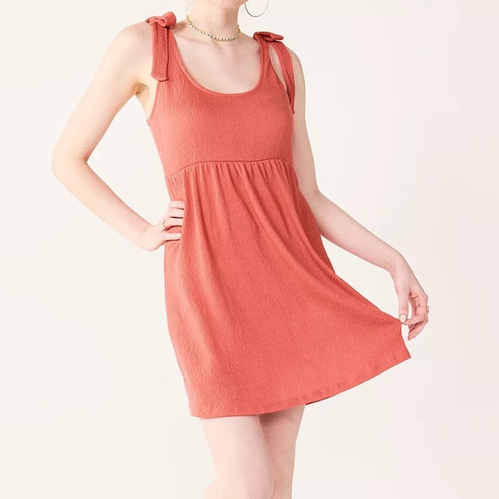 NEW Juniors' SO Tie Strap Babydoll Mini Dress Small